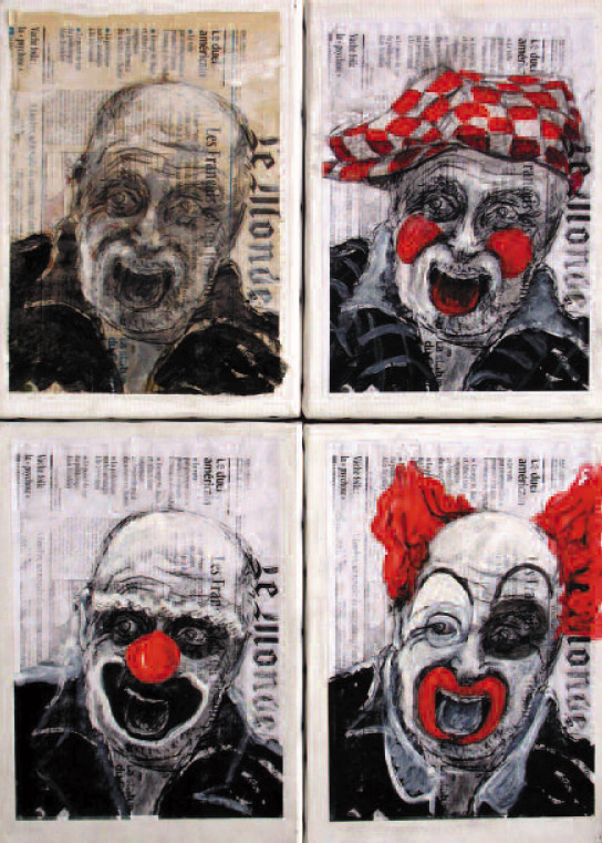 Frédéric Brandon, Série Moi, moi, toujours moi : Clown 04. Peinture acrylique.