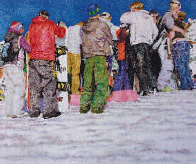 Liu Ming, Plage, 150 x 150 cm. Huile sur PVC. 2002. 