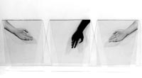 Véronique Sablery, Noli Me Tangere, 2003. 30 x 400 cm. Sérigraphie sur plaque de verre, détail d’un ensemble de 16 pièces.