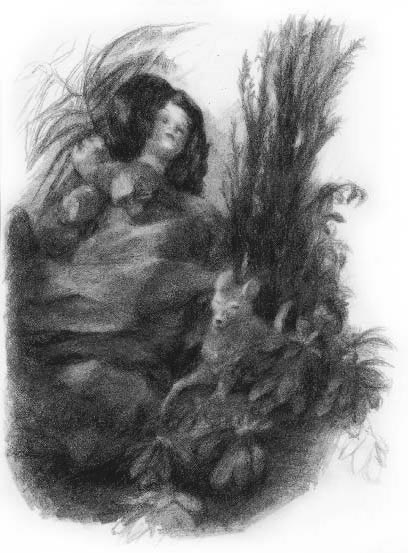 Anne Gorouben, Le loup dans la vallée, 2001. Série Les jardins de l’incertain, Mine de plomb sur papier, 21 x 29,7. Photo Clair-Obscur.