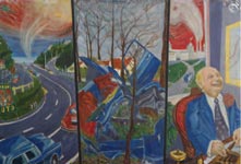 Sergio Birga, Auto, (triptyque), 1974, huile sur toile, 192 x 114 cm.