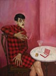 Sergio Birga, copie du portrait de Silvia Von Haden (Otto Dix), 1986, huile sur bois. 118 x 86 cm.