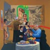 Herman Braun Vega, Laborando con Don Pablo, (Velázquez, Ingres y Duncan), 2006, acrylique sur toile, 1.46 m x 1.46 m.