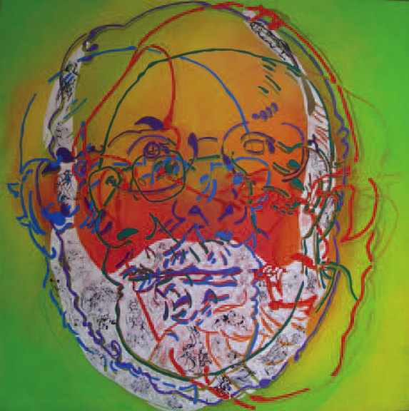 Gérard Guyomard, Autoportrait. 2007. 100 x 100 cm.