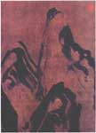 Fabienne Verdier, Le Roc de la rare authenticité, 1995, Hommage à Xu Xiake, 23,5 x 17,3 cm. Encre de chine et cinabre sur toile de soie marouflée sur papier xuanzhi. Coll P. Fava